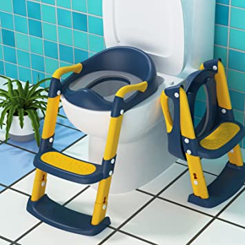 Potty Training Seat for Kids with Step Stool Ladder, Toilet Seat for Toddlers Baby Boys(Blue)