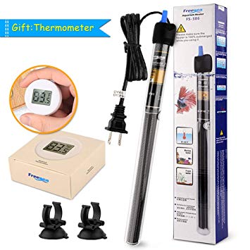 FREESEA 25/50/100/200/300 Watt Aquarium Heater with Aquarium Submersible Thermometer