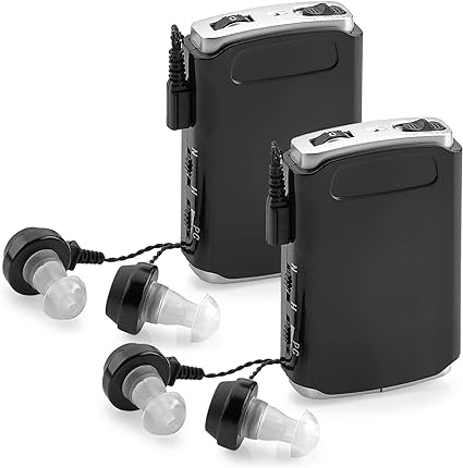 Rechargeable Personal Sound Amplifier - Pack of 2, Lightweight Compact Pocket Sounds Voice Enhancer Audio Hearing Device w/Background Noise Reduction Digital Hearing for Adults and Seniors