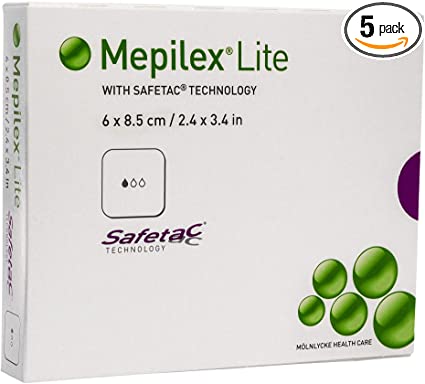 Mepilex Lite. Size: 2.4" x 3.4" (6 x 8cm), Quantity: Box of 5