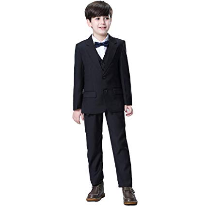 NIMBLE Boys Baby 3 Piece Formal Suit Set Jacket Vest Trousers 2-14Y Black