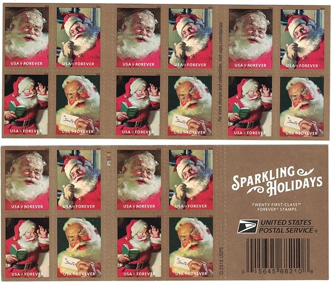 Sparkling Holiday Forever Postage Stamp 1 Books of 20 First Class US Postal Christmas Celebrations Wedding Anniversary Party Traditions (20 Stamps)