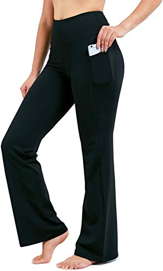 28"/30"/32"/34" Inseam Women's Bootcut Yoga Pants Long Bootleg High-Waisted Flare Pants with Pockets