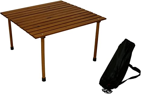 Table in a Bag W2817 Low Wood Portable Table with Carrying Bag, Brown