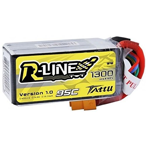 Tattu R-Line LiPo Battery Pack 1300mAh 14.8V 95C 4S with XT60 Plug for FPV Racing