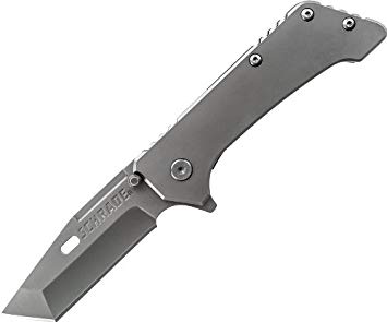 Schrade SCH301 8.6in High Carbon Stainless Steel Folding Knife with 3.7in Tanto Blade and Titanium Coated S.S. Handle for Outdoor Survival, Camping and EDC