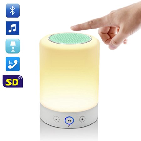 LEDMO Bluetooth Speaker, LED Wireless Bluetooth Speaker with Smart Touch Lamp, Muisc Player/ Hands-free/ Bluetooth Speaker/ phone/ TF Card Supported, 4W Night Light for Kids - Green