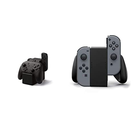 PowerA Joy Con & Pro Controller Charging Dock Nintendo Switch & Joy Con Comfort Grips for Nintendo Switch - Black