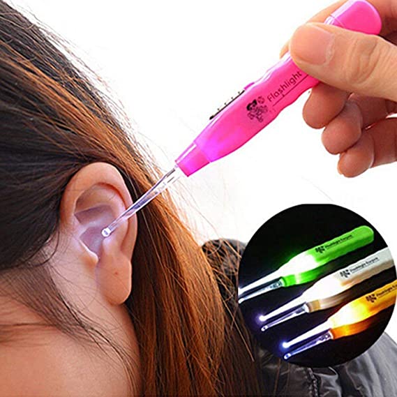 ADTALA Ear Pick Earwax with LED Light Cleaning and Removal Tool, Curette Store Extra Extensions in Rear Better Accuracy and Precision Earpick (Multicolour)