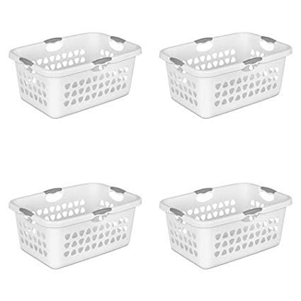 STERILITE 2 Bushel Laundry Basket, White, 4-Pack