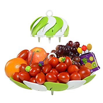 Premium Designer Fruit Bowl & Candy Dish is the Ultimate Tray/Platter & Plate, FREE 6 Stainless Steel Forks Included, Awesome Fruit Basket for Parties, Weddings, Baby Showers, Office, Shatter Proof