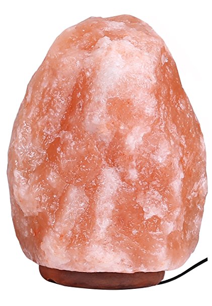 BalanceFrom Himalayan Glow Hand Carved Natural Crystal Salt Lamp With Genuine Wood Base and Dimmable On/Off Switch, 3 Bulbs Included (1 Pack (6-7 Inch, 5-7 lb))
