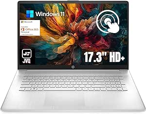 HP 17.3" Display Flagship HD  Touchscreen Laptop, 20GB RAM, 1TB SSD Storage, Intel Pentium Silver N5030, Fullsize Keyboard, HDMI, Type-C, WiFi, Bluetooth, 1-Year Microsoft 365, Windows 11, Silver