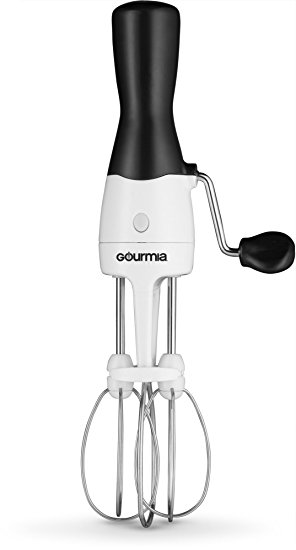 Gourmia GEB9925 Manual Egg Beater – Crank Operated Handheld Mixer with Removable Sturdy Stainless Steel Beaters for Easy Cleaning – BPA Free Dishwasher Safe