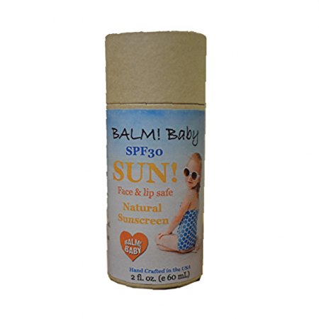BALM! Baby All Natural Sunscreen SPF 30 - Made in USA! (2 Ounce - Biodegradable Eco Stick)