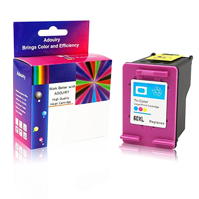 Adouiry Remanufactured for HP 60 XL (CC644WN) Ink Cartridge 1 Tri-color High Yield with Ink Level Display Compatible with Photosmart C4780 C4795 Deskjet F4480 Printer