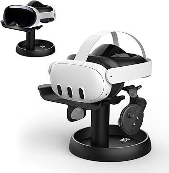 AMVR Stand Holder Compatible with Quest 3/Quest 2/Pico 4/Vision Pro/for PSVR 2 - Universal VR Headset Display Dock, Stable Bracket Storage Round Base, Mount Install Easy