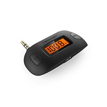 TeckNet 3.5mm Universal FM Transmitter With Build in Rechargeable Battery   2.1A Multi Car Charger - Black