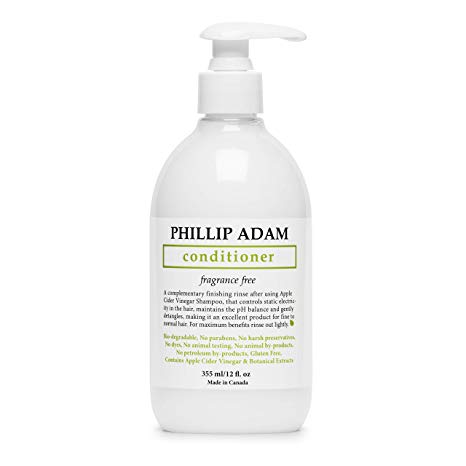 Phillip Adam Fragrance Free Conditioner - Apple Cider Vinegar Formula - No Parabens - For All Hair Types - 12 Ounce