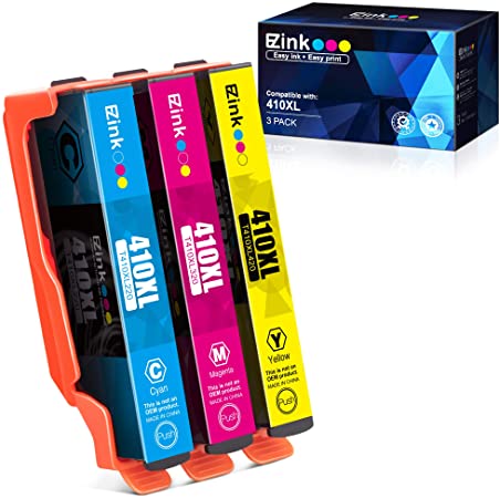 E-Z Ink (TM) Remanufactured Ink Cartridge Replacement for Epson 410XL 410 XL T410XL High Yield to use with Expression XP-640 XP-830 XP-7100 XP-530 XP-630 XP-635 (1 Cyan, 1 Magenta, 1 Yellow, 3 Pack)