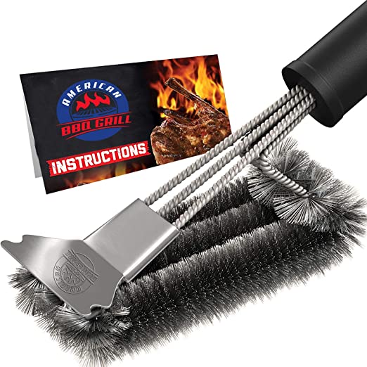 AMERICAN BBQ GRILL Cleaning Brush - Premium and BEST Barbecue Cleaner and Scraper Accessories - Best and Safe Grate Kit - Suitable for All Grilling Tools Including Gas, Charcoal and Weber - 10 Year Warranty