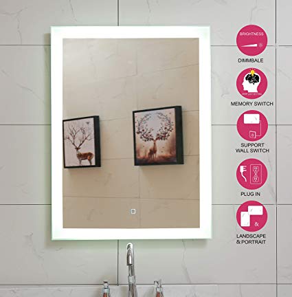 Lighted Bathroom Mirror Dimmable Wall Mounted LED Mirror GS084D-2430(24"X30" inch) with Memory Function