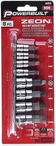 Powerbuilt - 8 Pc. 3/8" Drive Mm Zeon Hex Bit Socket Set, Hand Tools, Sockets - Hex Bit, Sockets - 3/8" Drive (642575)