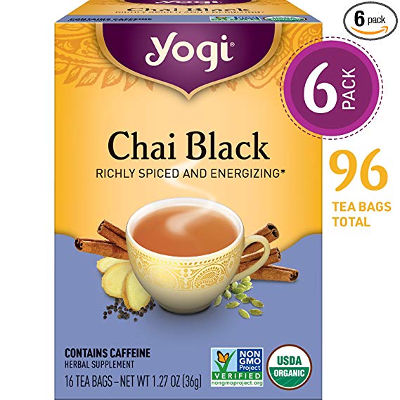 Yogi Tea, Chai Black, 16 Count (Pack of 6), Packaging May Vary