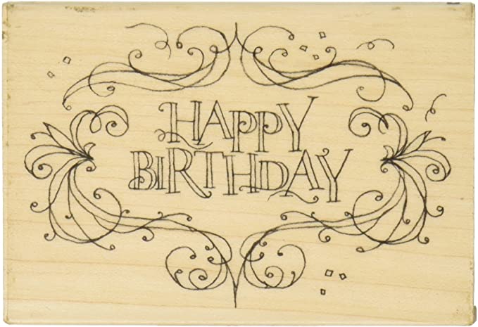 Inkadinkado Wooden Happy Birthday Card Stamp, 2.625'' W x 4'' L