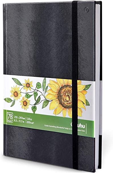 Marker Pads Art Sketchbook, Ohuhu 8.3" x 11.7" Large Paper Size, 120LB/200GSM Heavy Smooth Drawing Papers, 78 Sheets/156 Pages, Hardcover Sketch Book, Specially Designed for Alcohol Markers, Student Art Supply