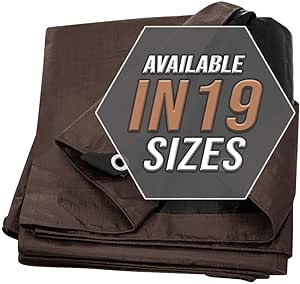 Tarp Cover Brown/Black Heavy Duty 24X24 Thick Material, Waterproof, Great for Tarpaulin Canopy Tent, Boat, RV Or Pool Cover (Heavy Duty Poly Tarp Brown/Black)