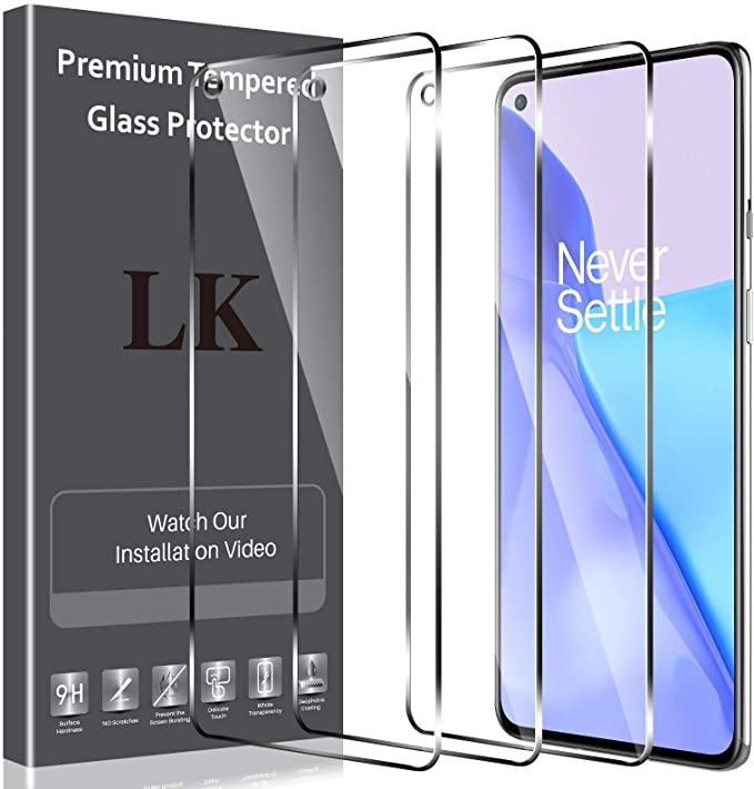 LK 3 Pack Screen Protector Compatible with OnePlus 9 /OnePlus 9R [NOT for Oneplus 9 Pro], Tempered Glass, Case Friendly, Double Defence, 3D Touch