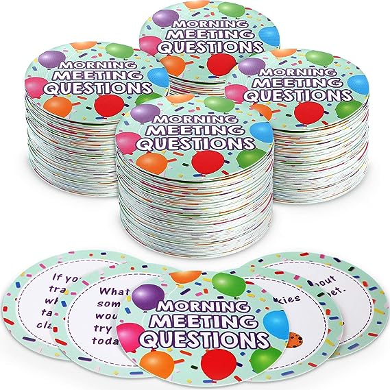 50 Morning Meeting Chips Questions Cards for Students, Classroom Questions Ideas Cards Conversation Starter for Classroom Icebreaker Activity Improve Communication Listening Vocabulary Skill Supplies