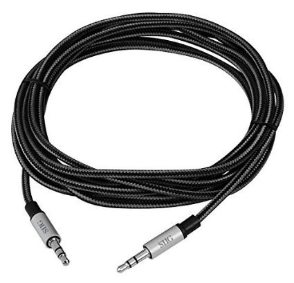 SIIG 10 Feet 3M Fabric Woven Braided 35mm Stereo Aux Extension Cable for Smartphones or Tablets Durable and Tangle-free Male to Male CB-AU0B12-S1