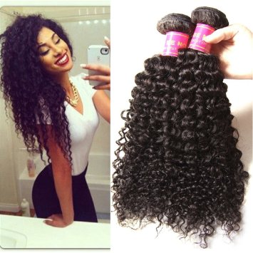 ALI JULIA 3 Bundles Brazilian Virgin Curly Hair Weft 7A Grade 100% Unprocessed Human Hair Extensions Natural Color (8 10 12 inch)