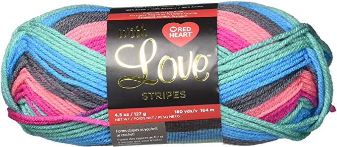 RED HEART E400B-1985 with Love Yarn, Leisure Stripe