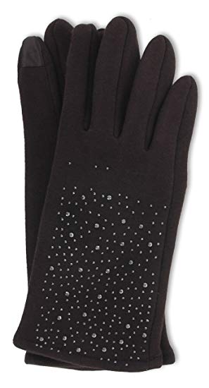 Women`s Studded Fleece Winter Texting Gloves (Brown)