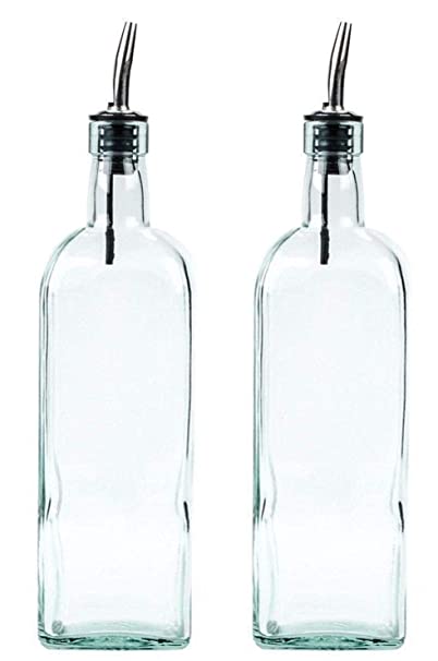 Crystalware Oil Dispenser for Kitchen 1 Litre Glass - Clear - 1000 ml - Pack of 2