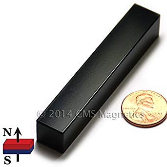 CMS Magnetics Powerful Neodymium Magnet 3 x 1/2 x 1/2" Grade N45 Black Epoxy Coated