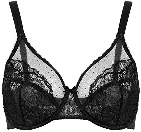 HSIA Women's Underwire Bra Minimizer Lace Foral Bra Unlined Unpadded Plus Size Full Coverage Bra 34C-44DDD