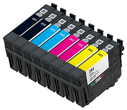 NUINKO 8 Pack Remanufactured Epson 252 Ink Cartridge for Epson WorkForce WF-3640 WF-3620 WF-7620 Printers (2 Black 2 Cyan 2 Magenta 2 Yellow)