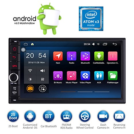 7 Inch Car Radio GPS Navigation Bluetooth Double 2 DIN In dash High Definition Touch Screen Android 6.0 1080P Car Video Player FM/AM/RDS Radio Stereo Receiver Head Unit   Mirror Link WiFi