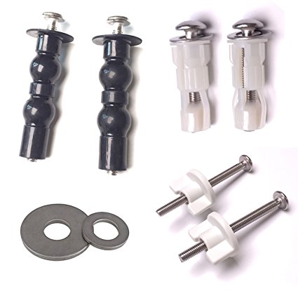 Hibbent Toilet Mounting Bolts - 3 Various Choice Toilet Seat Hinges for Your Bathroom Toilet Seats Installation - with Expanding Rubber Fix Blind Hole and Nuts Screws Downlock - 3 Solution