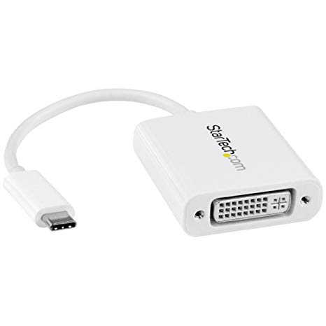 USB C to DVI Adapter - White - Thunderbolt 3 Compatible - 1920x1200 - USB-C to DVI Adapter - DVI-I Converter