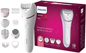 Philips Series 8000 Wet And Dry epilator for Legs, Body And Feet, White