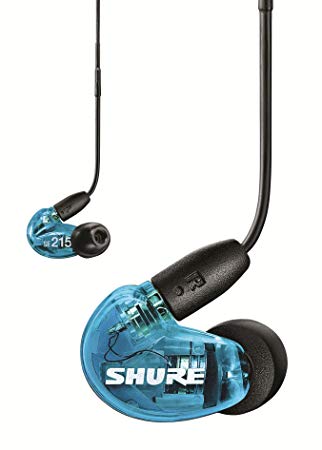 Shure SE215 Sound Isolating Earphones with 3.5mm Cable, Remote and Mic, Special Edition Blue