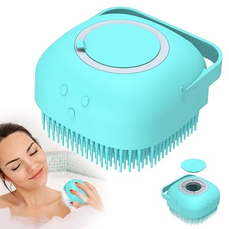 BOIROS Silicone Bath Body Shower Brush, Exfoliating Cleansing Soft Brush Scrubber Bristles, Massage Silky Smooth Skin Care for Men and Women, for Arm Leg Neck Back, Eco Friendly (Blue)