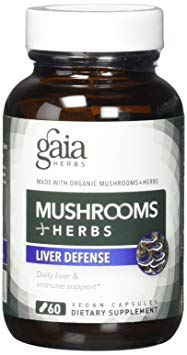 Gaia Herbs Mushrooms   Herbs Liver Defense Vegan Liquid Capsules, 60 Count - Daily Liver Support & Immune Support with Organic Reishi, Turkey Tail, Astragalus and Schisandra