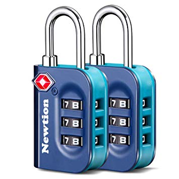 Newtion TSA Approved Luggage Lock,Travel Lock with Double Color Alloy Body,TSA Combination Lock for Luggage 1&2 Pack (Blue 2Pack)