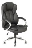 Black High Back PU Leather Executive Office Desk Task Computer Chair wMetal Base O18